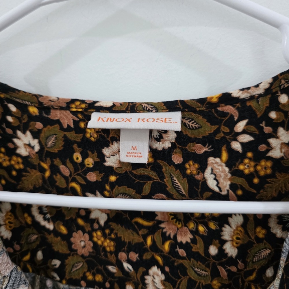 Knox Rose Womens Floral Top Size Medium Cottage Boho - Picture 2 of 7
